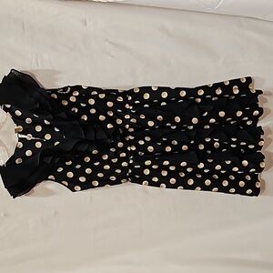 Lauren Conrad, Polka dot mini dress, Ruffles, Black and Peach, Sz 12